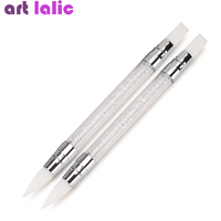 1 Pc podwójnie zakończony Nail Art silikonowe rzeźba długopis 3D rzeźba DIY brokat proszek płyn Manicure rozsianych szczotka paznokci narzędzie do tipsów 4